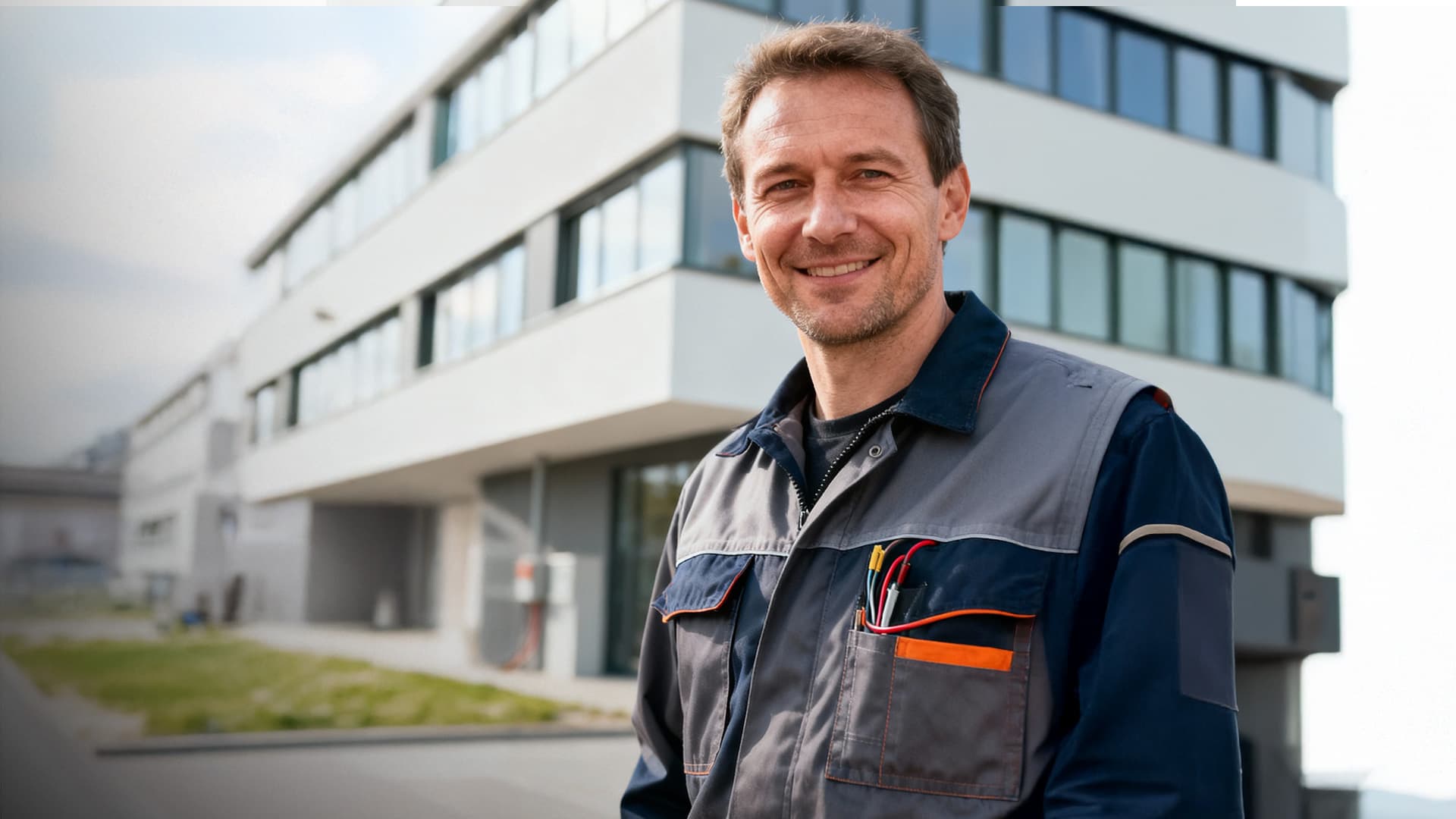 Elektriker prüft einen Sicherungskasten im Stromausfall